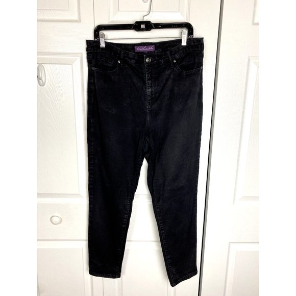Gloria Vanderbilt Vintage 80's Mid Rise Black Wash Tapered Leg Jeans Size 16 - Picture 3 of 10